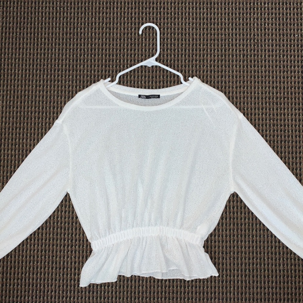 Zara Cinched White Long Sleeve